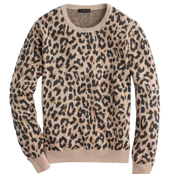 J. Crew Merino Wool Leopard Crewneck Sweater - Picture 4 of 11